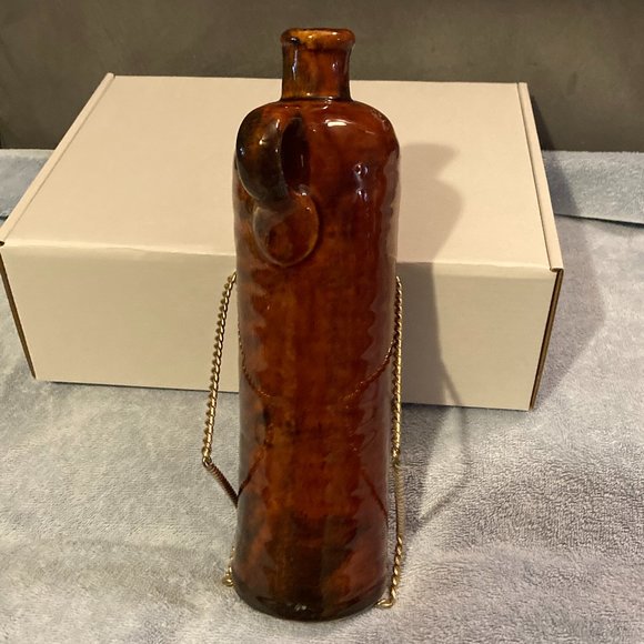 VTG Newberry Stoneware Wine Jug/ Decanter/Bottle-Rich Brown Glaze w/Handle-11"H - Picture 4 of 8